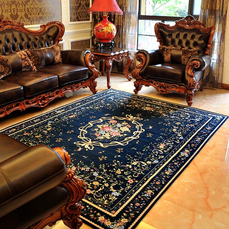 UKELER Rustic Shabby Rose Rugs Luxury Vintage Elegant Traditional Rugs Accent Area Rugs for Living Room/Bedroom/Dinning Room, 47.2''x71'' - Image 1